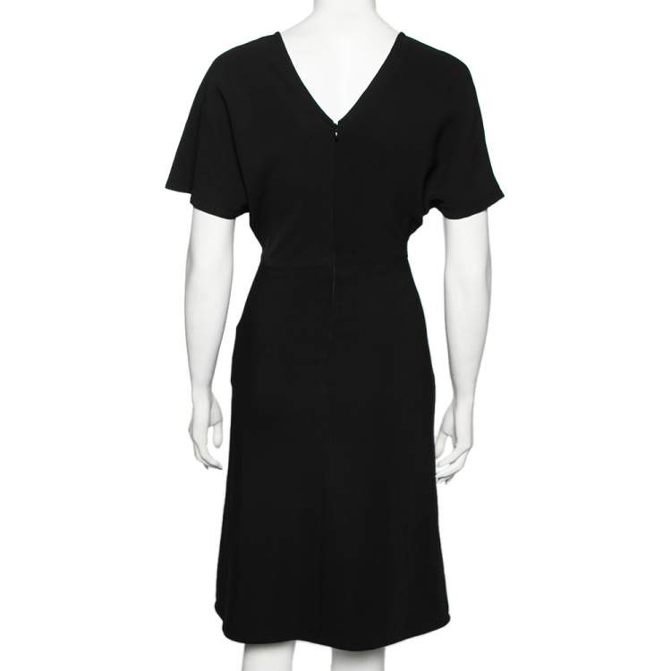 Pre Owned Valentino Black Crepe Short Sleeve Dress S