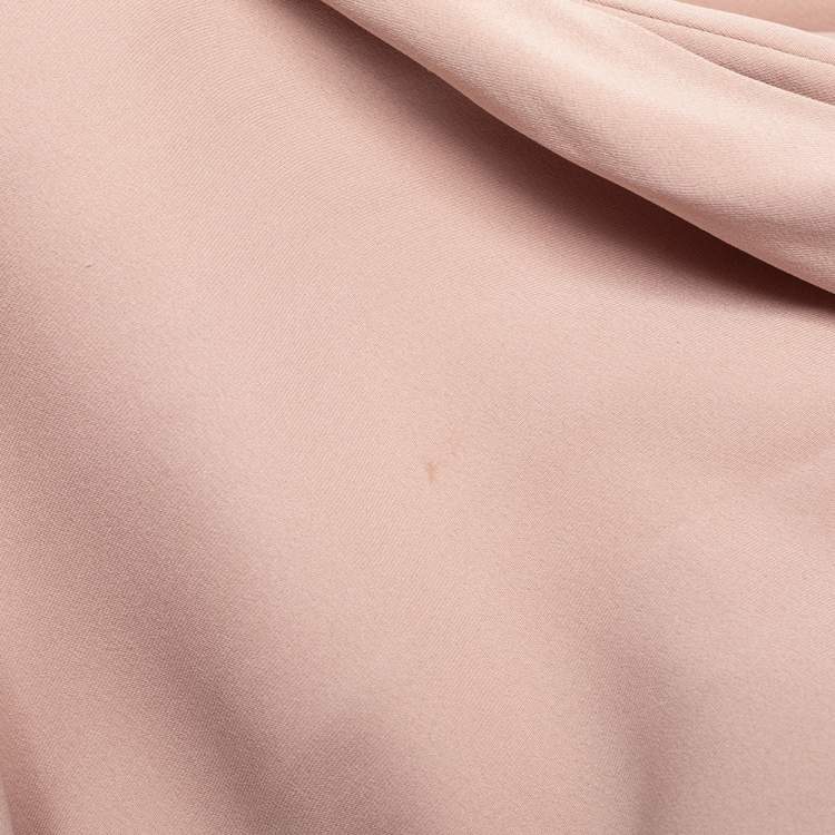 Pre Owned Valentino Beige Silk Pleated Sleeveless Maxi Dress M