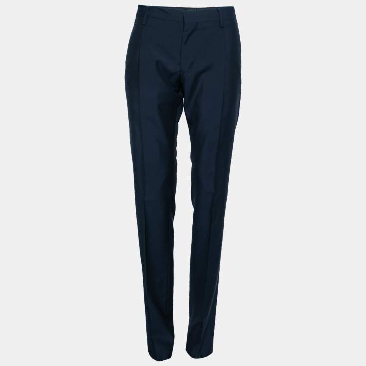 Pre Owned Valentino Navy Blue Wool Formal Trouser M