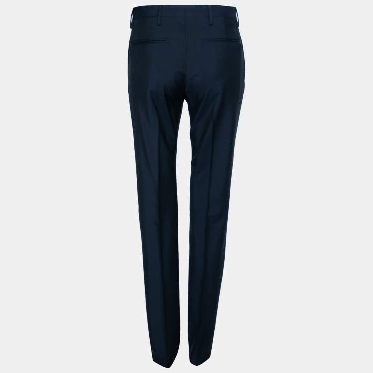 Pre Owned Valentino Navy Blue Wool Formal Trouser M