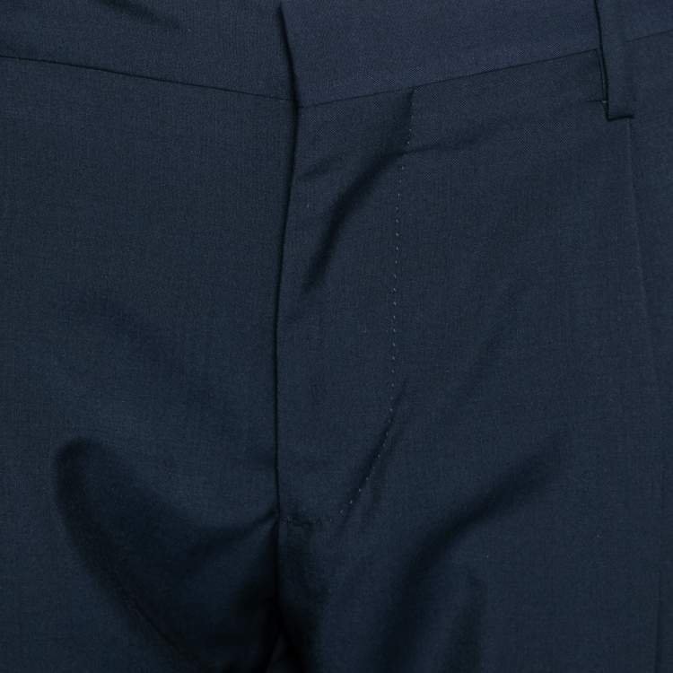Pre Owned Valentino Navy Blue Wool Formal Trouser M