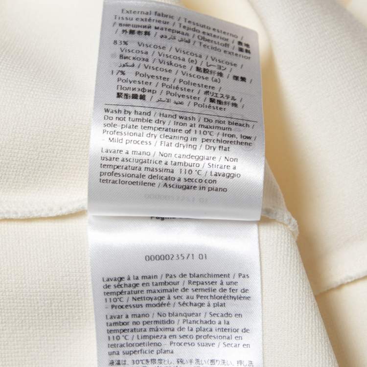Pre Owned Valentino Ivory Knit Flared Cuff Detail Round Neck Top L