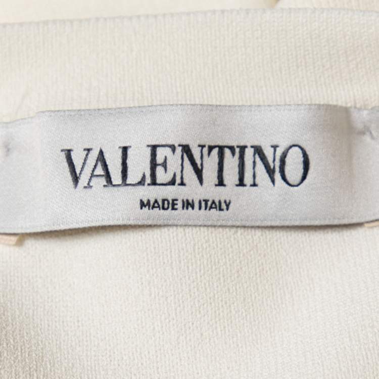 Pre Owned Valentino Ivory Knit Flared Cuff Detail Round Neck Top L