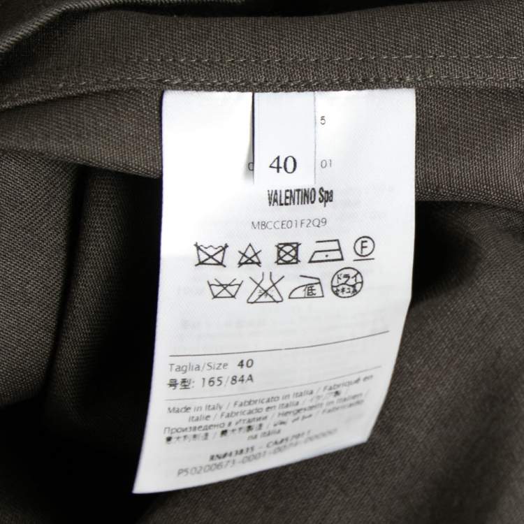 Pre Owned Valentino Olive Green Cotton Patch Detail Button Front Shirt S