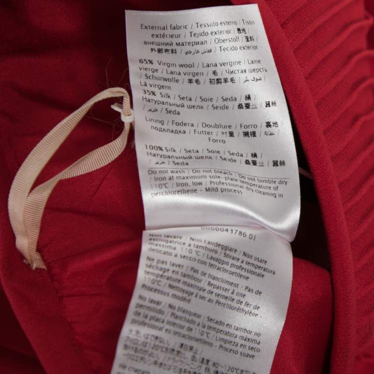 Pre Owned Valentino Red Wool & Silk Pintucked Shorts S