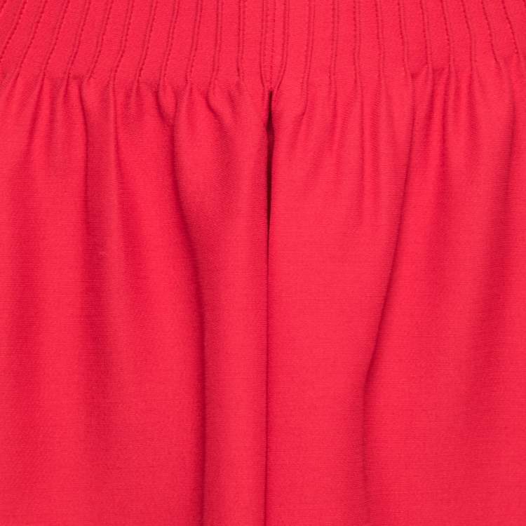 Pre Owned Valentino Red Wool & Silk Pintucked Shorts S