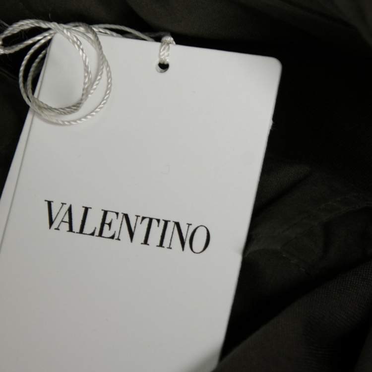 Pre Owned Valentino Olive Green Cotton Wide Leg Cargo Pants M