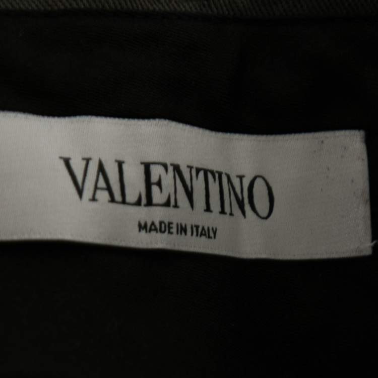 Pre Owned Valentino Olive Green Cotton Wide Leg Cargo Pants M