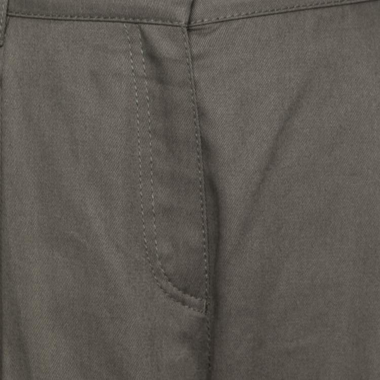 Pre Owned Valentino Olive Green Cotton Wide Leg Cargo Pants M