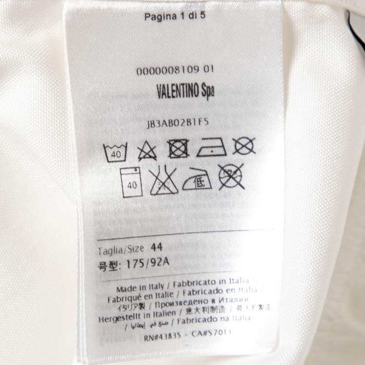 Pre Owned Valentino White Cotton Texture Paneled Button Front Peplum Shirt M