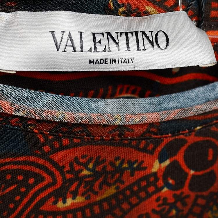 Pre Owned Valentino Black Giraffe Print Jersey Distressed T-Shirt M