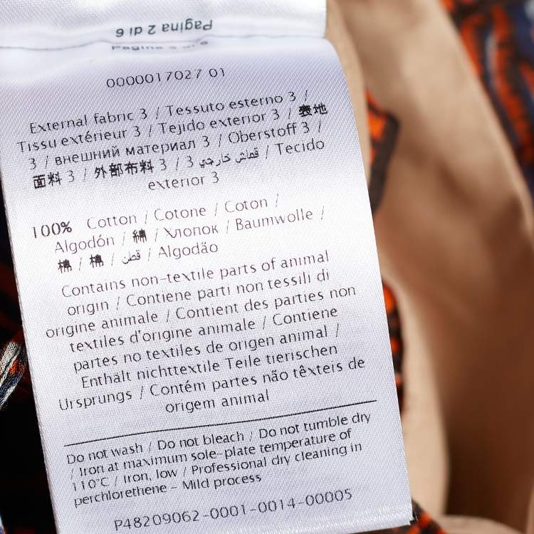 Pre Owned Valentino Orange & Navy Giraffe Print Voile Maxi Dress M