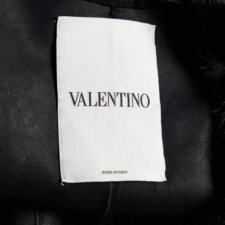Pre Owned Valentino Black Mink Fur Butterfly Embellished Coat S