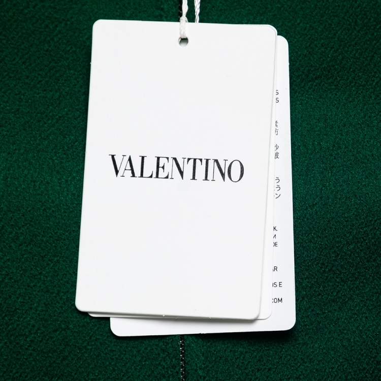 Pre Owned Valentino Green Crepe Pleated Stripe Detail Zip-Up Track Jacket S