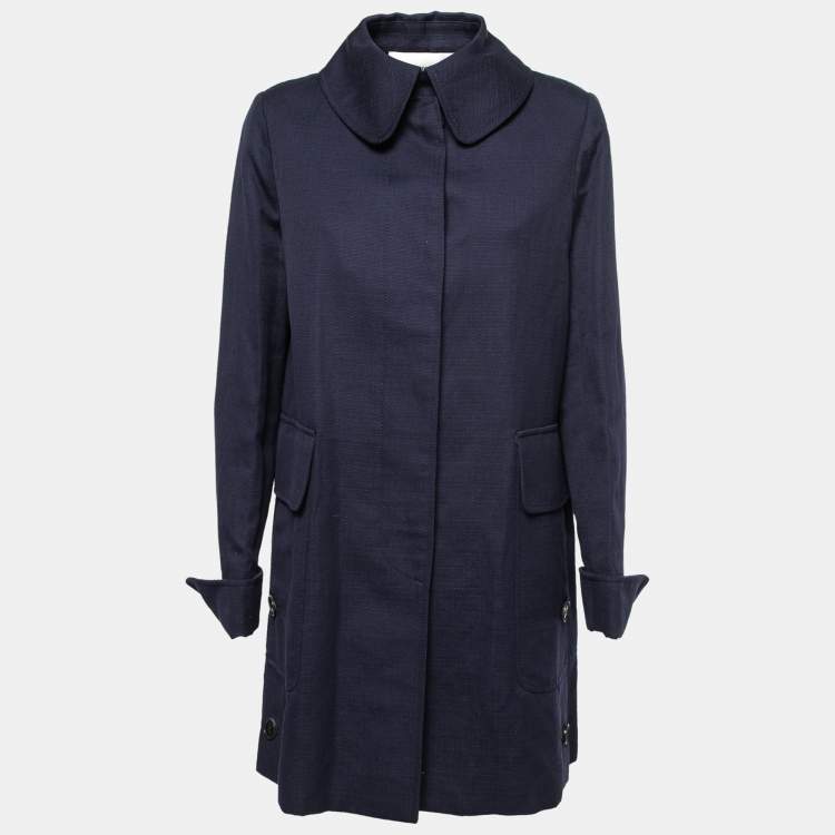 Pre Owned Valentino Blue Canvas Mid-Length Coat L