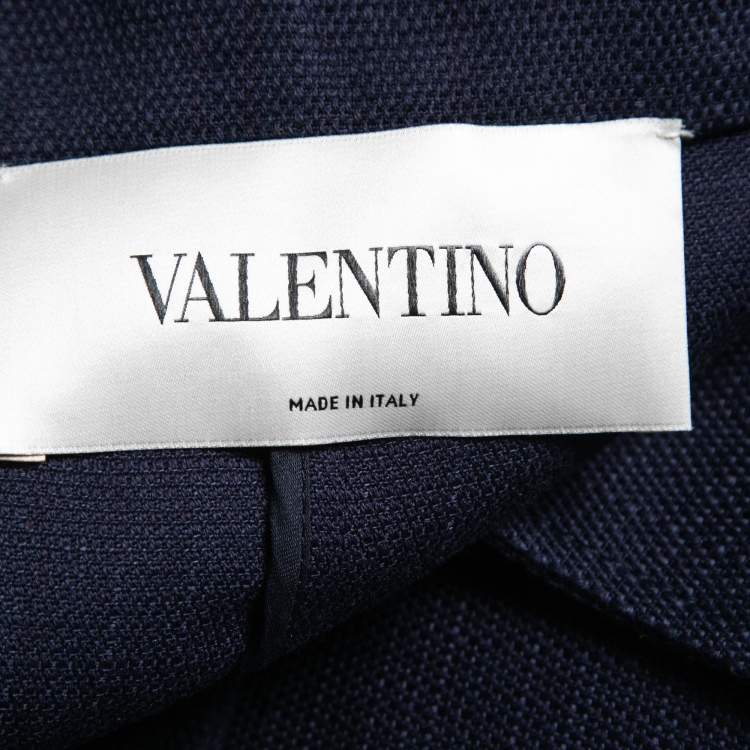 Pre Owned Valentino Blue Canvas Mid-Length Coat L