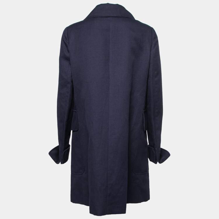 Pre Owned Valentino Blue Canvas Mid-Length Coat L