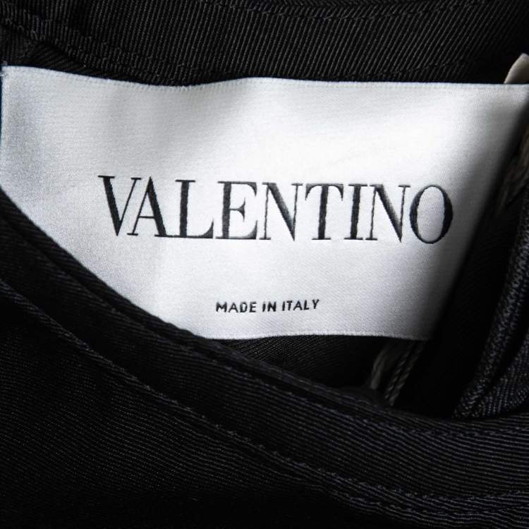 Pre Owned Valentino Black Long Sleeve Drawstring Waist Midi Dress M