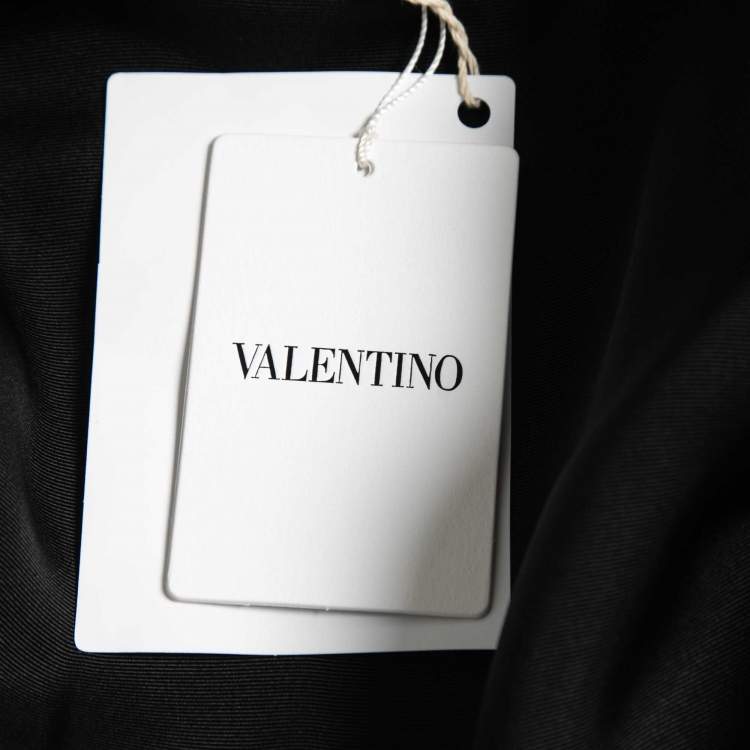 Pre Owned Valentino Black Long Sleeve Drawstring Waist Midi Dress M