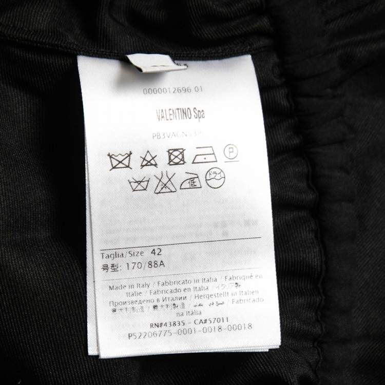 Pre Owned Valentino Black Long Sleeve Drawstring Waist Midi Dress M