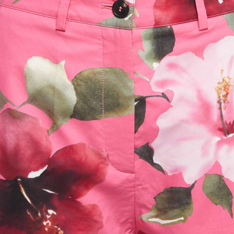 مملوكة مسبقًا Valentino Pink Floral Printed Cotton Shorts M