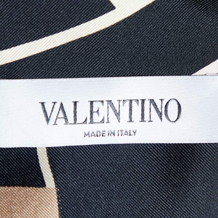 Pre Owned Valentino Black Panther Printed Silk Button Front Pajama Shirt L