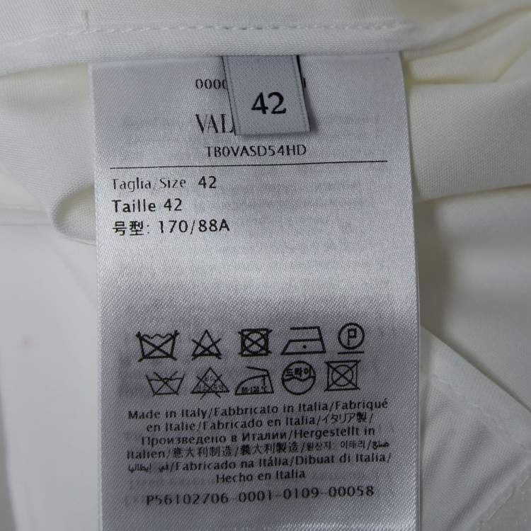 Pre Owned Valentino White Cotton Tie Detail Oversized Mini Dress M