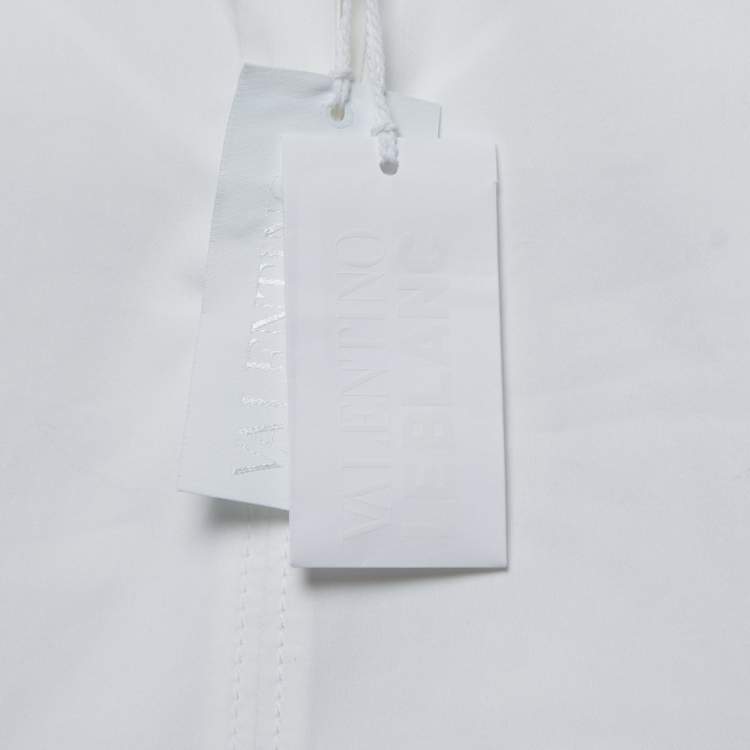 Pre Owned Valentino White Cotton Tie Detail Oversized Mini Dress M