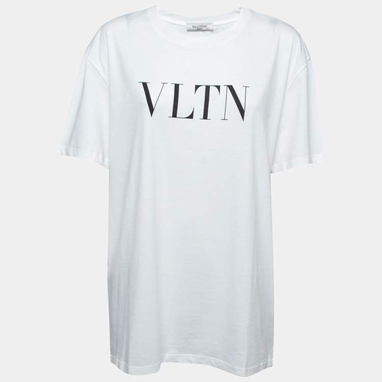 Valentino White Jersey Logo Printed T-Shirt L Valentino | TLC