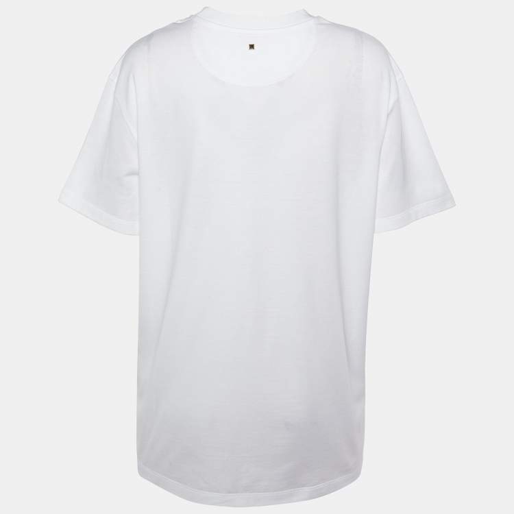 Pre Owned Valentino Special Edition White Print Cotton Half Sleeve T-Shirt M