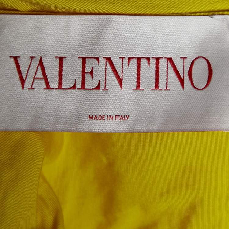 Pre Owned Valentino Yellow Faille Open Back Maxi Dress M