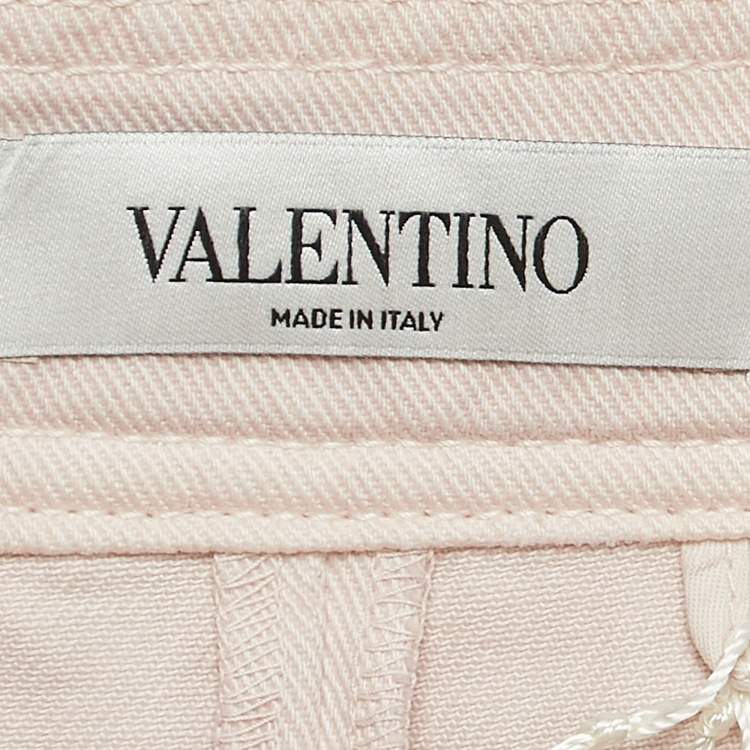 Pre Owned Valentino Pink Denim Pleated Mini Skirt M