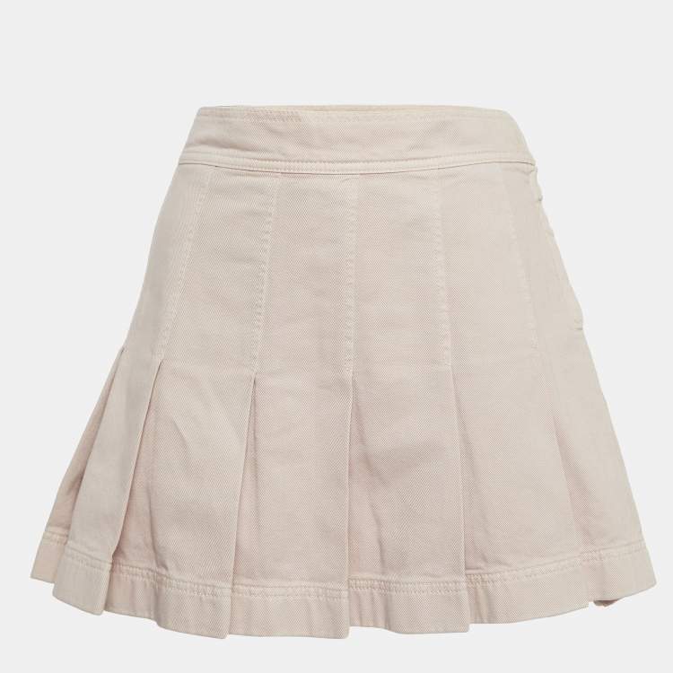 Pre Owned Valentino Pink Denim Pleated Mini Skirt M
