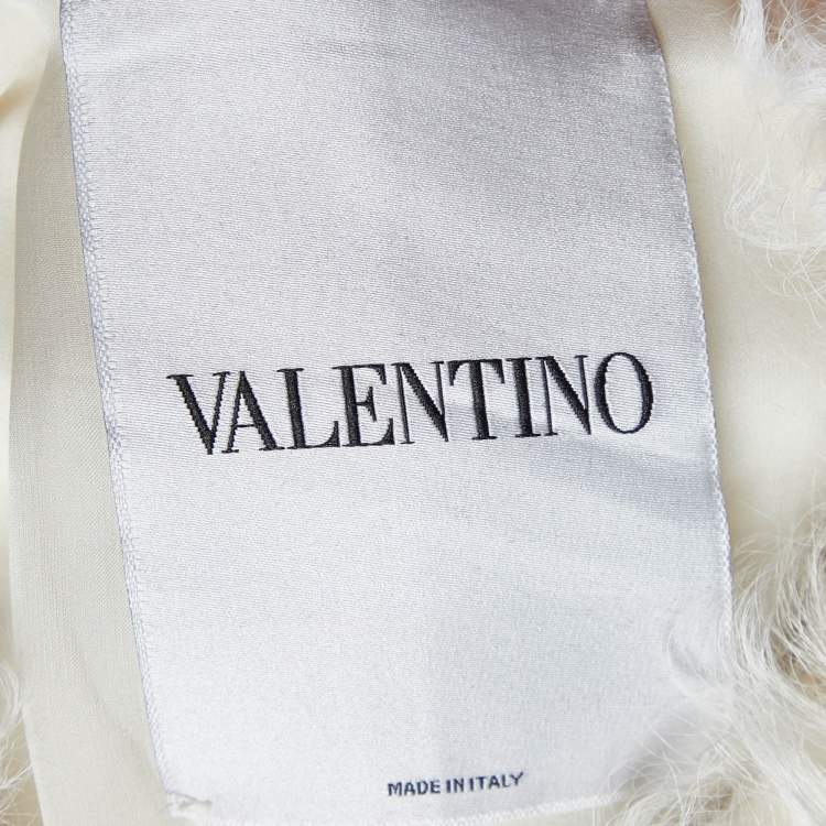 Pre Owned Valentino Cream Star Sequined Lamb Fur Gillet S