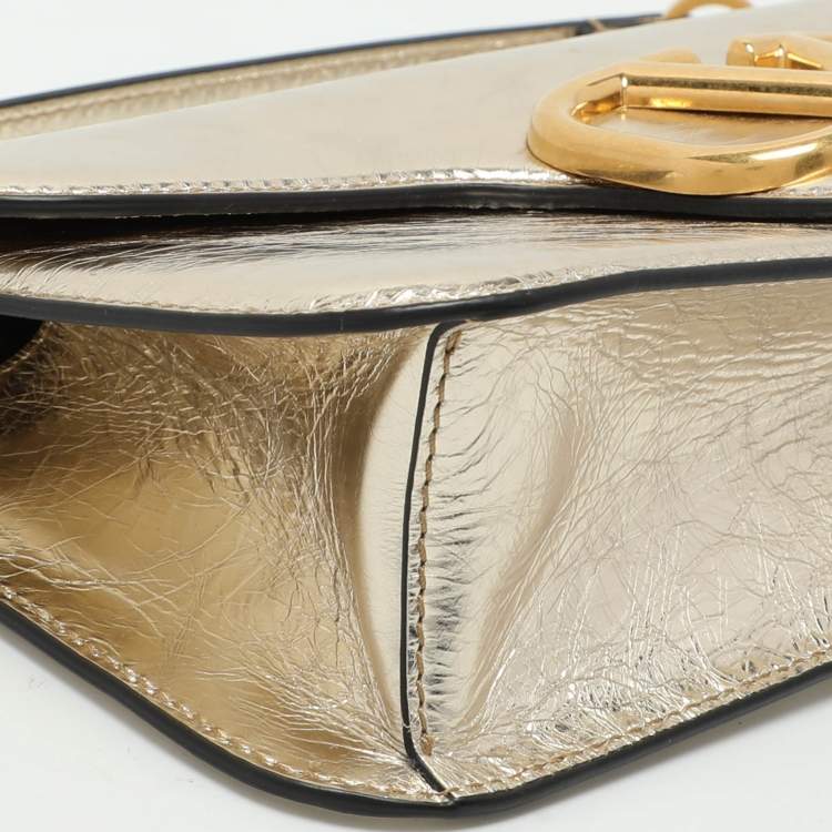 Pre Owned Valentino Gold Leather Loco Shoulder Bag
