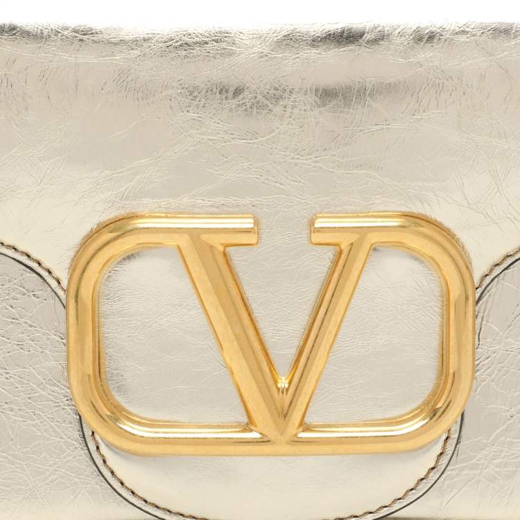 Pre Owned Valentino Gold Leather Loco Shoulder Bag
