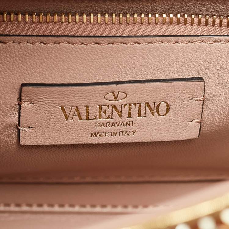 Pre Owned Valentino Gold Crystal Studded Medium Roman Stud Top Handle Bag