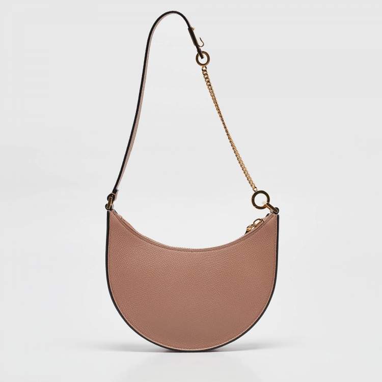 Pre Owned Valentino Rose Cannelle Leather Mini VLogo Hobo