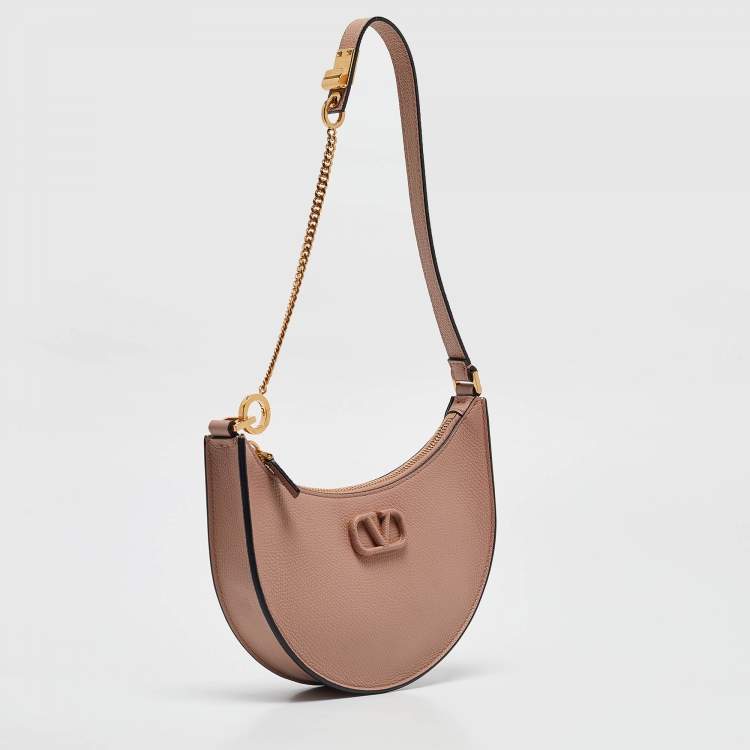 Pre Owned Valentino Rose Cannelle Leather Mini VLogo Hobo