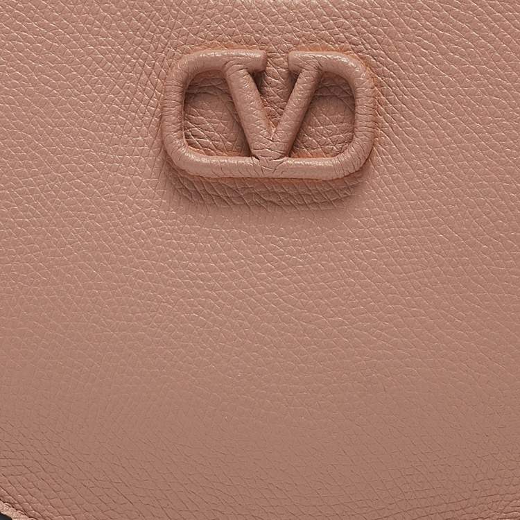 Pre Owned Valentino Rose Cannelle Leather Mini VLogo Hobo