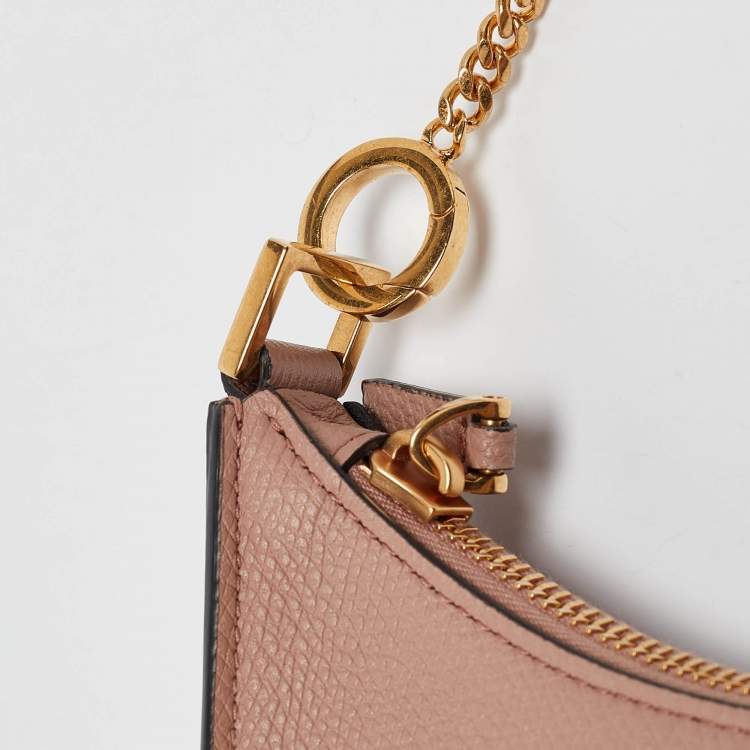 Pre Owned Valentino Rose Cannelle Leather Mini VLogo Hobo