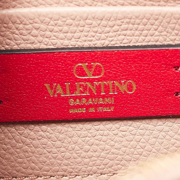 Pre Owned Valentino Rose Cannelle Leather Mini VLogo Hobo