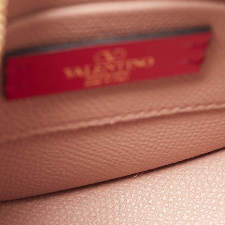 Pre Owned Valentino Rose Cannelle Leather Mini VLogo Hobo