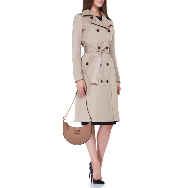 Pre Owned Valentino Rose Cannelle Leather Mini VLogo Hobo