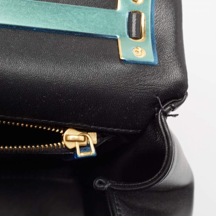 Pre Owned Valentino Black Leather Small One Stud Top Handle Bag