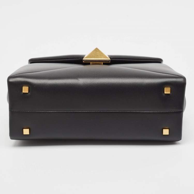 Pre Owned Valentino Black Leather Small One Stud Top Handle Bag