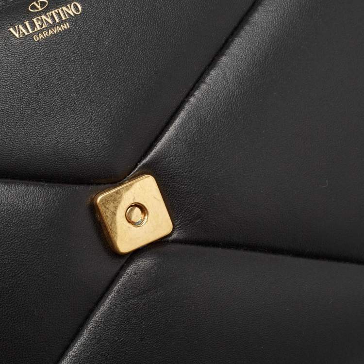 Pre Owned Valentino Black Leather Small One Stud Top Handle Bag