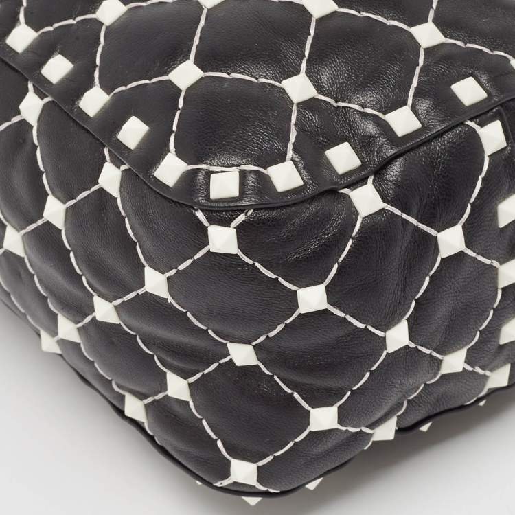 Pre Owned Valentino Black Quilted Leather Rockstud Spike Camera Crossbody Bag