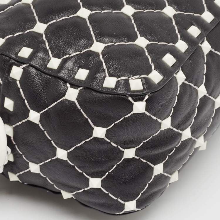 Pre Owned Valentino Black Quilted Leather Rockstud Spike Camera Crossbody Bag