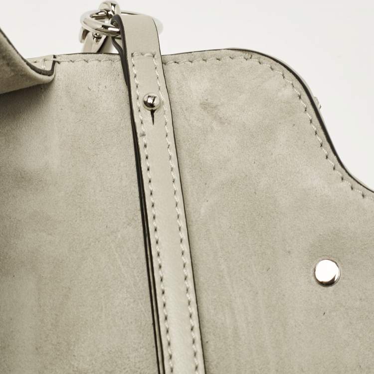 Pre Owned Valentino Grey Leather Small Jeweled Loco Shoulder Bag